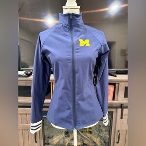 Navy Full-Zip Utility Jacket with Yellow 'M' Logo